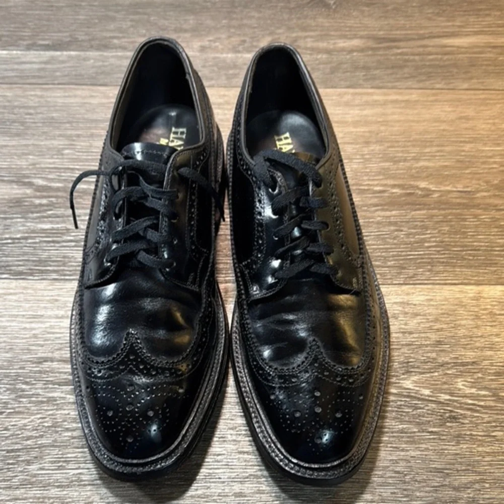 Hanover Black Leather Men's Dress Shoes men’s size 8 (s43)